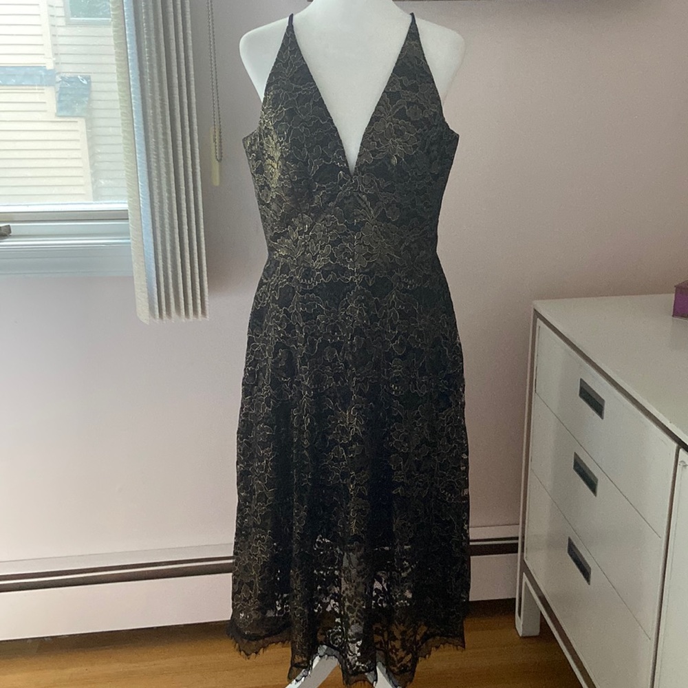 Dress the population formal black dress size L